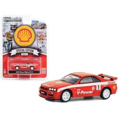 Green Light Modeliukas 2001 Nissan Skyline GT-R (R34) #1 Shell Racing *Shell Oil Special Edition Series 1*, red