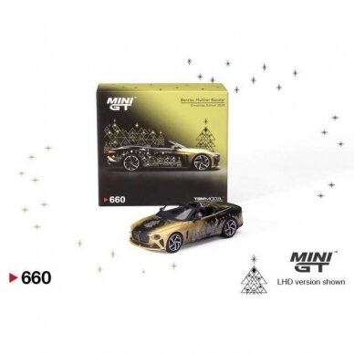 Mini GT Modeliukas 2023 Bentley Mulliner Bacalar *Christmas Limited Edition*, gold/black