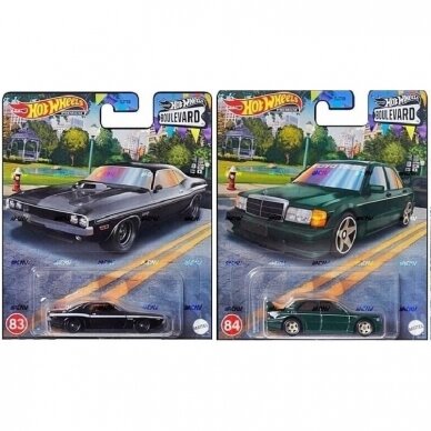 Hot Wheels Premium Modeliukas 84. Mercedes-Benz 190 E 2.5-16 + 83. ’70 Dodge HEMI Challenger