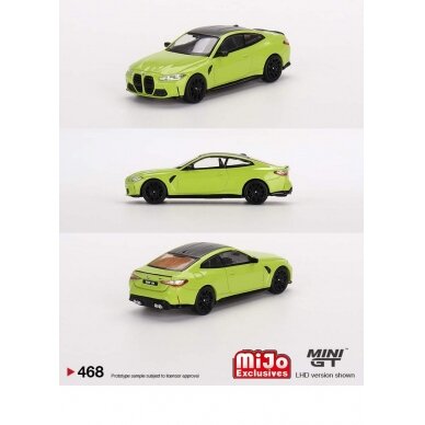 Mini GT BMW M4 Competition G82, san paulo yellow, black roof (nubrauktas spoleris)