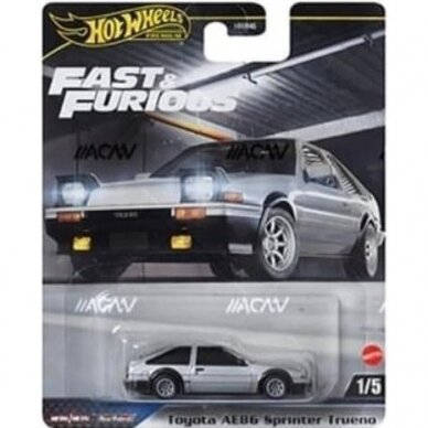 Hot Wheels Fast Furious Premium Modeliukas Toyota AE86 Sprinter Trueno, silvber 1/5 (yra Sandėlyje)