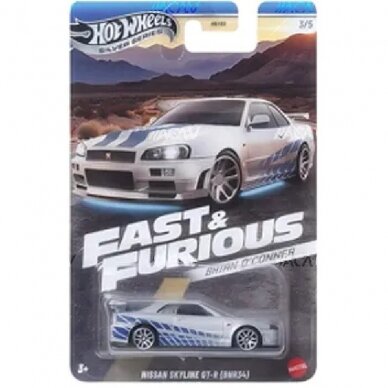 PRE-ORDER Hot Wheels Mainline Brian O`Conner Fast and Furious 2024 Modeliukas Nissan Skyline GT-R BNR34, silver/blue