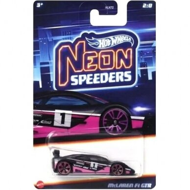 Hot Wheels Mainline Neon Speeders Modeliukas McLaren F1 GTR (yra Sandėlyje)