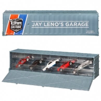 Hot Wheels Modeliukai konteineryje Jay leno’s garage case pack- Leno Tank,Mercedes,McLaren,Lamborghini