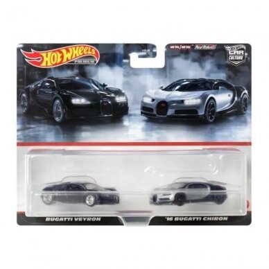 Hot Wheels Premium 2-pack 2012 Bugatti Veyron & 2016 Bugatto Chiron set of 2