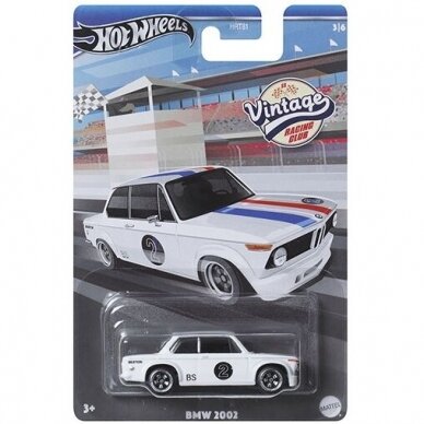 Hot Wheels *Vintage Car Club Series* Modeliukas Modeliukas BMW 2002 white (yra Sandėlyje)