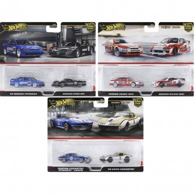 Hot Wheels Premium 2-pack (Nissan R390 GT1/’94 Primera,’69 COPO/Corvette Stingray,Nissan 240SX(S14)/Nissan Silvia S15)