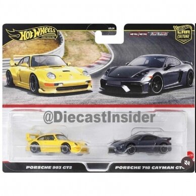 Hot Wheels Premium 2-pack Modeliukas Porsche 993 GT2 / Porsche 718 Cayman GT4