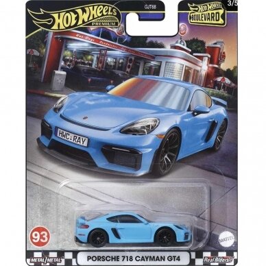 Hot Wheels Premium 2024 Boulevard Modeliukas 93. Porsche 718 Cayman GT4 (yra Sandėlyje)