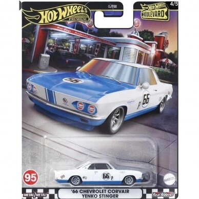 Hot Wheels Premium 2024 Boulevard Modeliukas 95. ’66 Chevrolet Corvair Yenko Stinger Gulf (yra Sandėlyje)