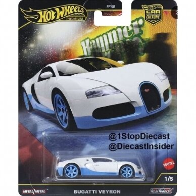 PRE-ORDER Hot Wheels Premium Car Culture Hammer Drop Modeliukas Bugatti Veyron White