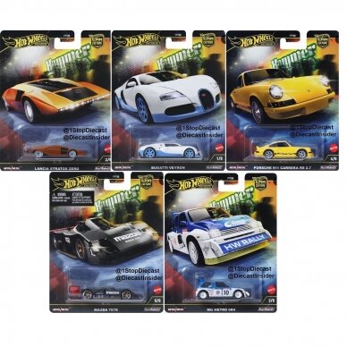 PRE-ORDER Hot Wheels Premium Car Culture Hummer Drop (Lancia Stratos Zero,Porsche 911 Carrera RS,Bugatti Veyron,Mazda 787B,MG Metro)