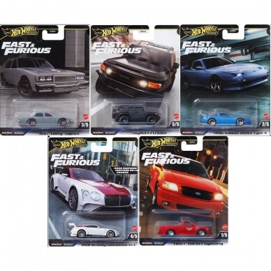 Hot Wheels Premium Fast & Furious Ford F-150 SVT,’96 Nissan 180SX,’87 Chevy Caprice,18 Bentley Continental,Toyota FJ Cruiser