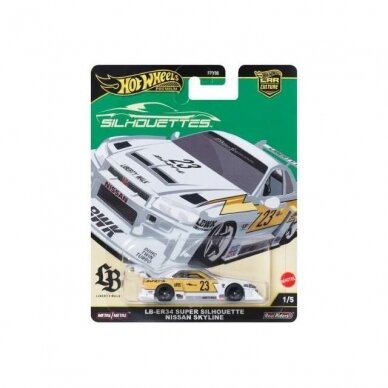 PRE-ORDER Hot Wheels Premium Modeliukas 1/64 LB-ER34 Super Silhouette Nissan Skyline, white/yellow 1/5