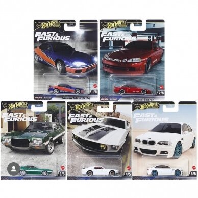 Hot Wheels Premium 2024 Fast & the Furious set (Nissan Silvia Mona Liza,Toyota Soarer,Ford Gran Torino,Ford Mustang Boss,BMW M3 E46)