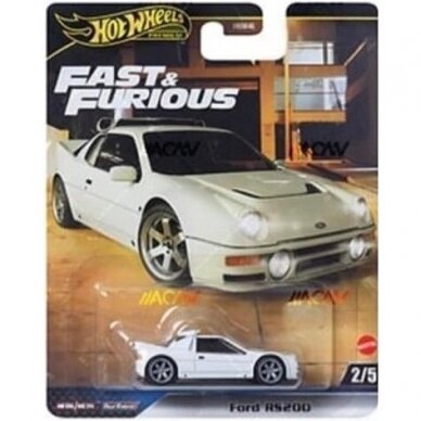 Hot Wheels Fast Furious Premium Modeliukas Ford RS200, white 2/5 (yra Sandėlyje)