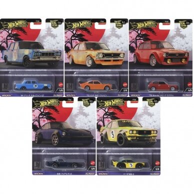 Hot Wheels Premium Japan Historic #4 (Toyota Corolla TE27,Prince Skyline GT,Mazda RX3,1973 Honda Civic,Nissan Fairlady)