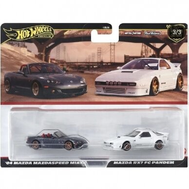 Hot Wheels Premium 2-pack Modeliukas Mazda RX7 FC & 2004 Mazda Miata (yra Sandėlyje)