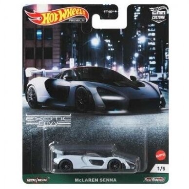 Hot Wheels Premium Modeliukas McLaren Senna, grey/white (yra Sandėlyje)