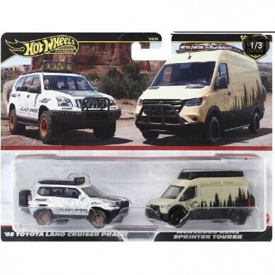 PRE-ORD3R Hot Wheels Premium 2-pack Modeliukas Mercedes Benz Sprinter Touer & Toyota Land Cruiser Prado