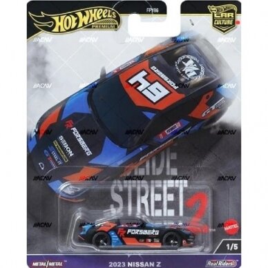 Hot Wheels Premium Slide Street 2 2024 Modeliukas 2023 Nissan 400Z, blue/orange 1/5 (yra Sandėlyje)