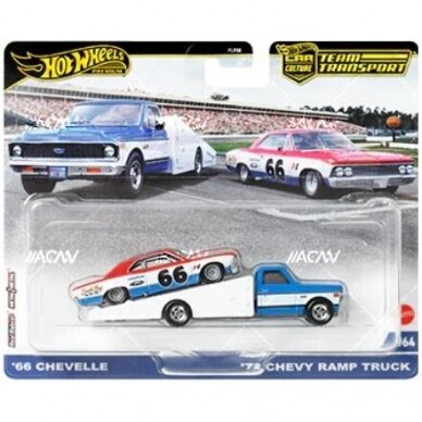 Hot Wheels Premium Team Transport Modeliukas 1966 Chevrolet Chevelle & Chevrolet Ramp Truck