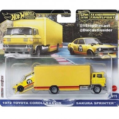 PRE-ORDER Hot Wheels Premium Team Transport Modeliukas 1972 Toyota Corolla Levin and Sakura Sprinter