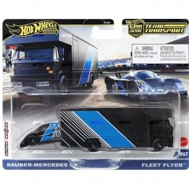 Hot Wheels Premium Team Transport Modeliukas Fleet Flyer Truck & Sauber Mercedes C9 (yra Sandėlyje)