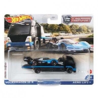 PRE-ORDER Hot Wheels Premium Team Transport Volkswagen ID R & Aero Lift Truck, blue/black