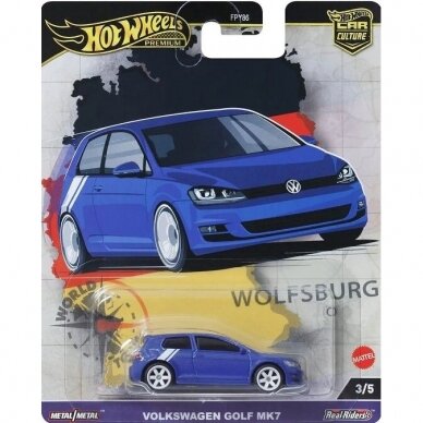 Hot Wheels Premium World Tour Car Culture Modeliukas Volkswagen Golf MK7, blue 3/5 (yra Sandėlyje)