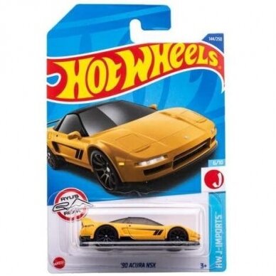 Hotwheels Modeliukas 1990 Acura NSX, yellow Long Card (yra Sandėlyje)