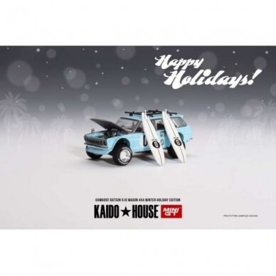 Mini GT Kaido House Modeliukas Kaido House Datsun 510 Wagon GT Surf Safari RS Winter Spec, turquoise (yra Sandėlyje)