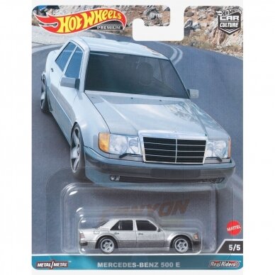 Hot Wheels Premium Modeliukas Mercedes Benz 500E (Canyon Warriors) (yra Sandėlyje)