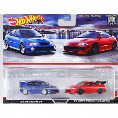 Hot Wheels Premium 2-pack Modeliukas Mitsubishi Lancer Evolution VI / ’95 Mitsubishi Eclipse (yra Sandėlyje)