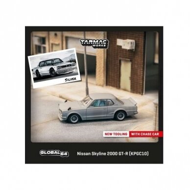 Tarmac Works Modeliukas Nissan Skyline 2000 GT-R KPGC10, silver (yra Sandėlyje)