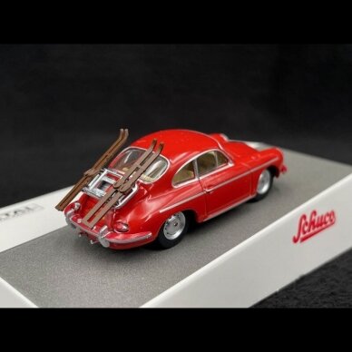 Schuco Modeliukas Porsche 356 Carrera 2 coupé + ski's, red
