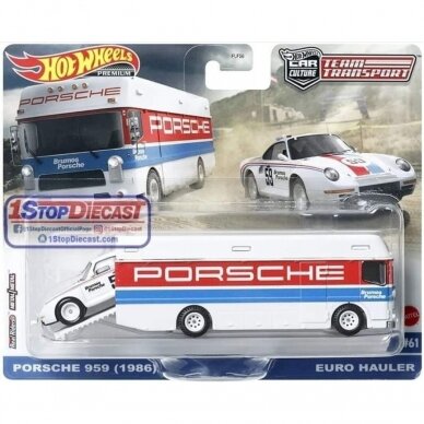 Hot Wheels Premium Team Transpport Modeliukas Porsche 959 (1986) / Euro Hauler