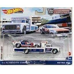 Hot Wheels Premium Team Transport Retro Rig & 1972 Plymouth Cuda Drag racer *Hotwheels*