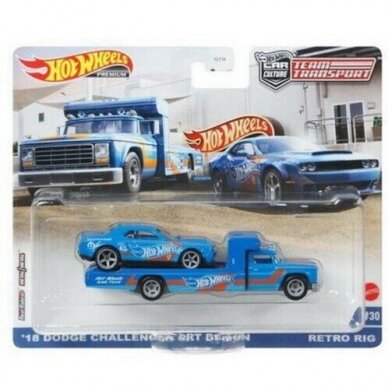 Hot Wheels Premium Team Transport Retro Rig & 2018 Dodge Challenger SRT *Hotwheels*