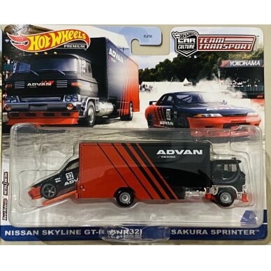 Hot Wheels Premium Team Transport Modeliukas Sakura Sprinter *Advan* & Nissan Skyline GT-R