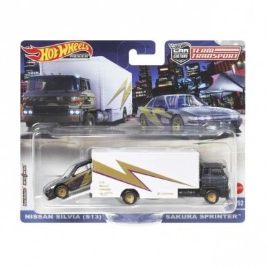 Hot Wheels Premium Team Transport Modeliukas Sakura Sprinter Truck & Nissan S13