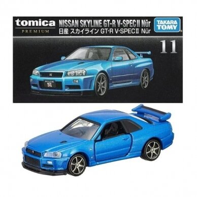 Tomica Premium No.11 Modeliukas Nissan GT-R V-SPEC2 blue Nur JAPAN OFFICIAL (yra sandėlyje)